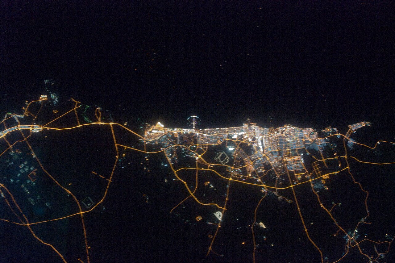 Dubai seen from orbit at night