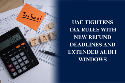 Business professionals reviewing UAE tax compliance requirements, refund claim deadlines, audit procedures, and financial records under updated tax regulations.
